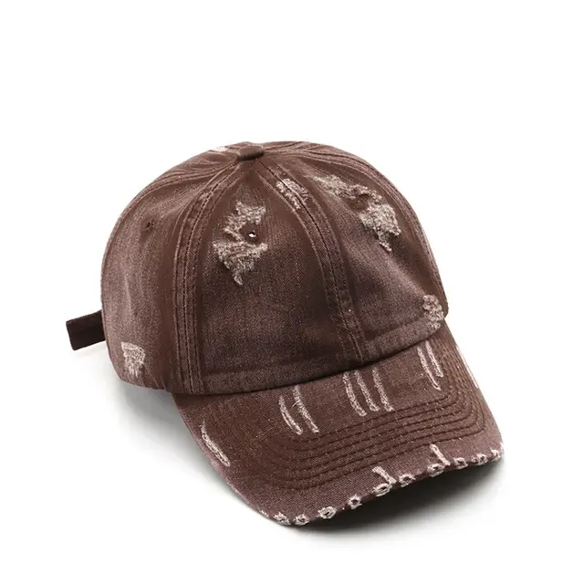 Women's Solid Color Personality Hole Baseball Cap Coffee - Shop at LoveMi
