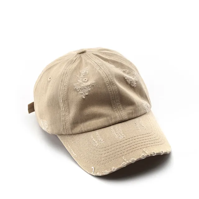 Women's Solid Color Personality Hole Baseball Cap Khaki - Shop at LoveMi