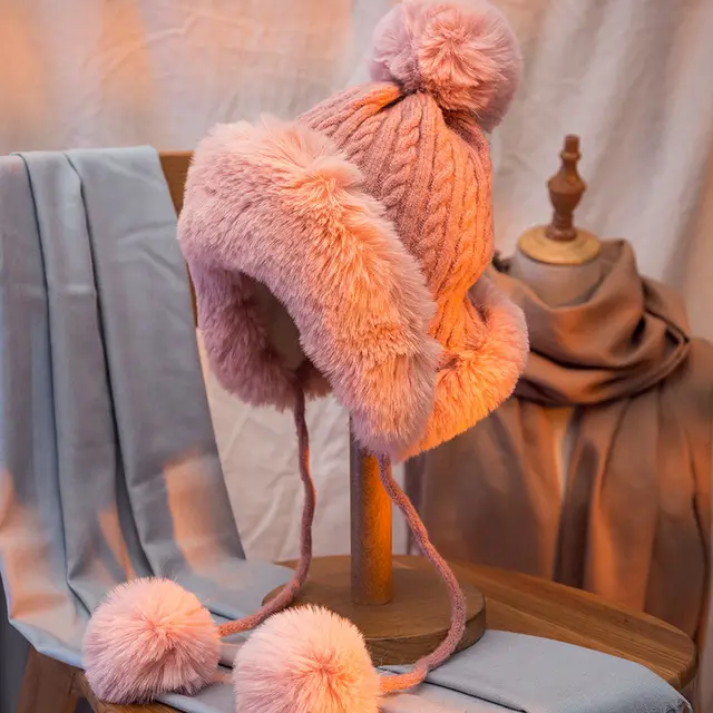 Fashionable And Cute Winter Ear Protection Biker Lei Feng Hat Pink - Shop at LoveMi