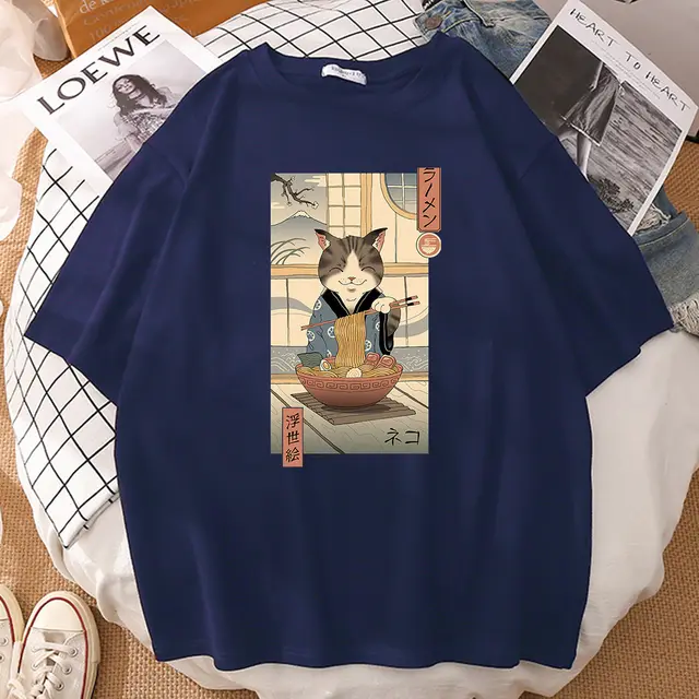Fashion Casual Men's And Women's Short sleeved T shirt Navy Blue - Shop at LoveMi