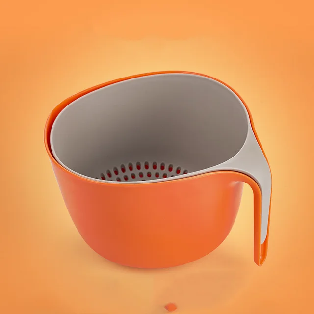 Double layer plastic vegetable sink Orange Grey - Shop at LoveMi