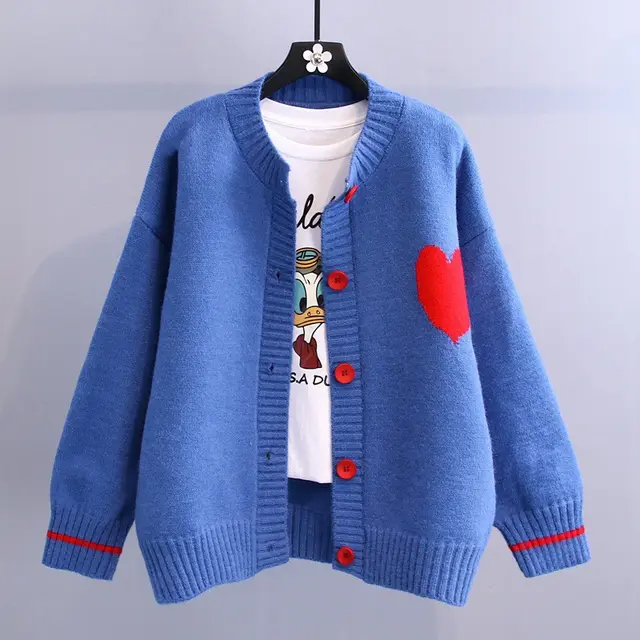 Sweet Sweater Coat Women's New Western Style Knitted Cardigan Blue - Shop at LoveMi