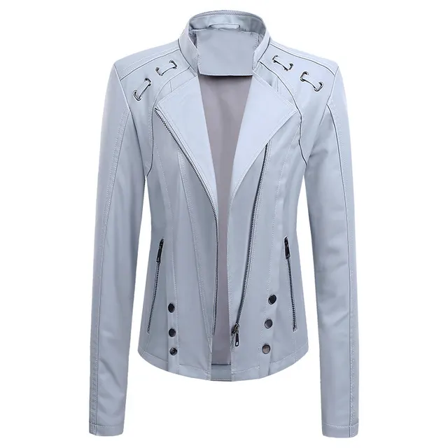 New Spring And Autumn New Leather PU Leather Jacket Women's Short Blue - Shop at LoveMi