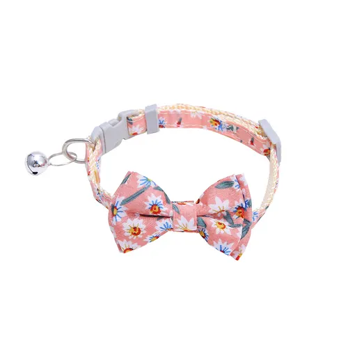 Collar For Small Dogs Christmas Quick Release Plaid Bow Tie Collar Necklace Cat Gato Colar Safety Elastic Bowtie With Bell Pink - Shop at LoveMi