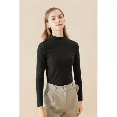 Ladies' Bottoming Shirt New Half High Neck Hyaluronic Acid Antibacterial Classic Black - Shop at LoveMi