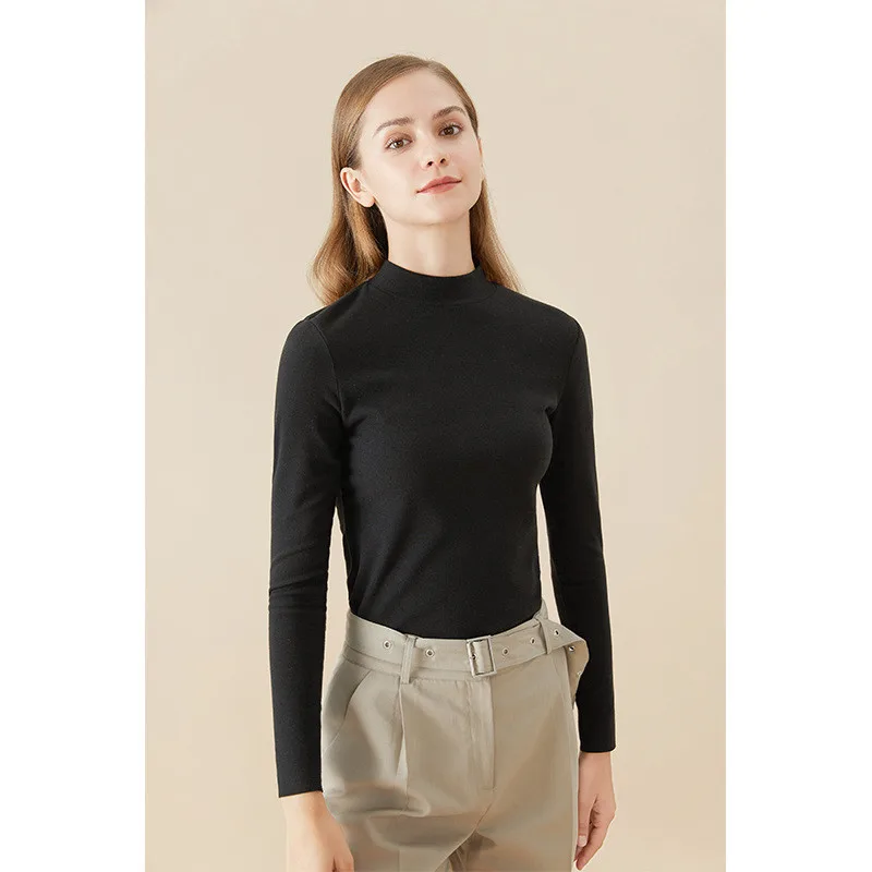 Ladies' Bottoming Shirt New Half High Neck Hyaluronic Acid Antibacterial - Classic Black