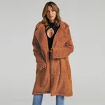 Super Comfortable And Warm Faux Fur Jacket - Brown