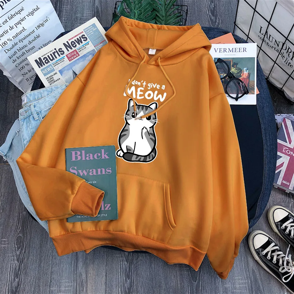 Cat Women's Long Sleeve Sweater Hoodie Large Size Loose Casual Jacket Khaki - Shop at LoveMi