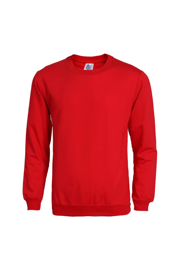 Solid Color Base Shirt Round Neck Pullover Sweater Red - Shop at LoveMi