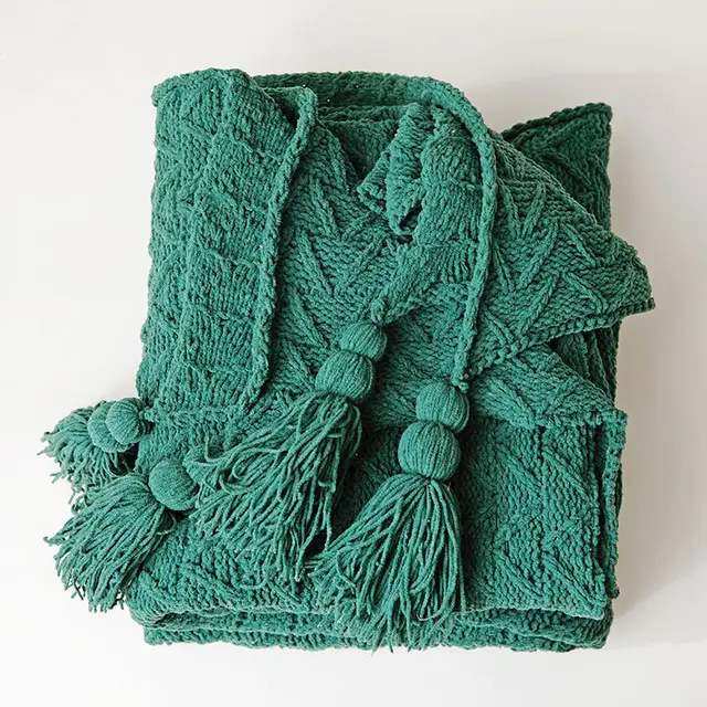 Chenille Nordic Home Furnishing Designer Accessories Knitted Sofa Cover Blanket Green - Shop at LoveMi