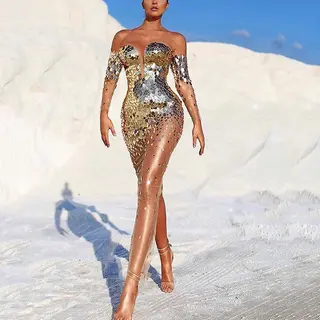 Elegant Fairy Banquet Temperament Dress - Gold