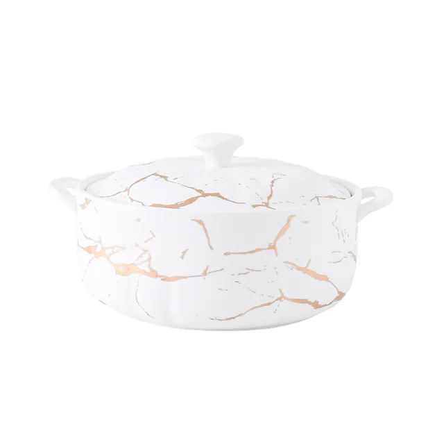 Lace Gold Series High Temperature Frosted Household Tonic Water proof Soup Pot With Lid White Gold - Shop at LoveMi