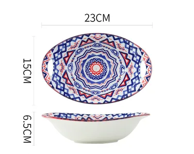 Bohemian Tableware Fruit Plate Ceramic Bowl Bread T - Shop at LoveMi