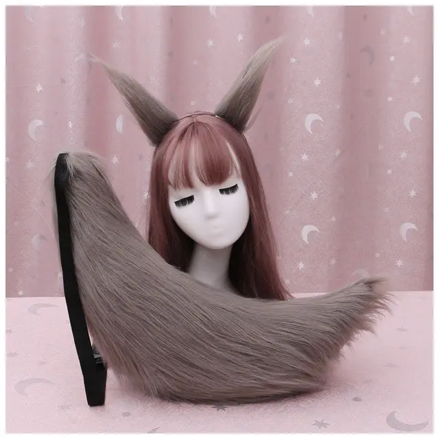 Hairy Beast Ears Plush Cute Hair Accessories Grey - Shop at LoveMi