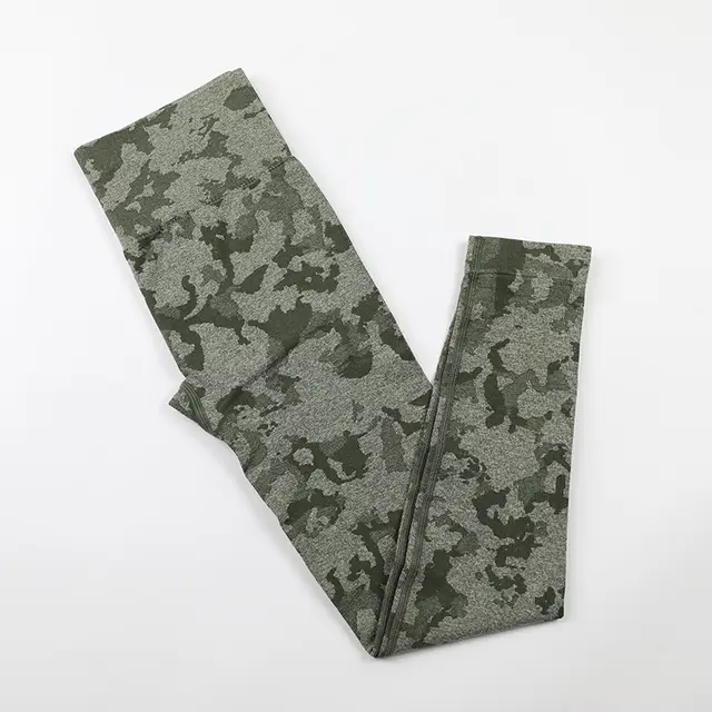 Camo Seamless Yoga Leggings High Waist Booty Gym Sports Khaki Green - Shop at LoveMi