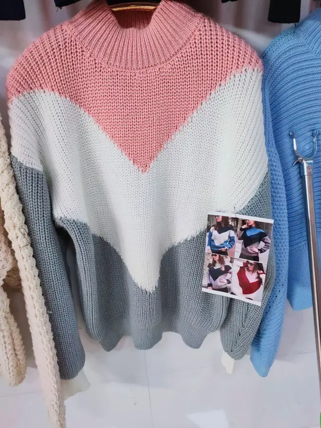 Women's Autumn And Winter Stitching Striped Knit Sweater 5 Style - Shop at LoveMi