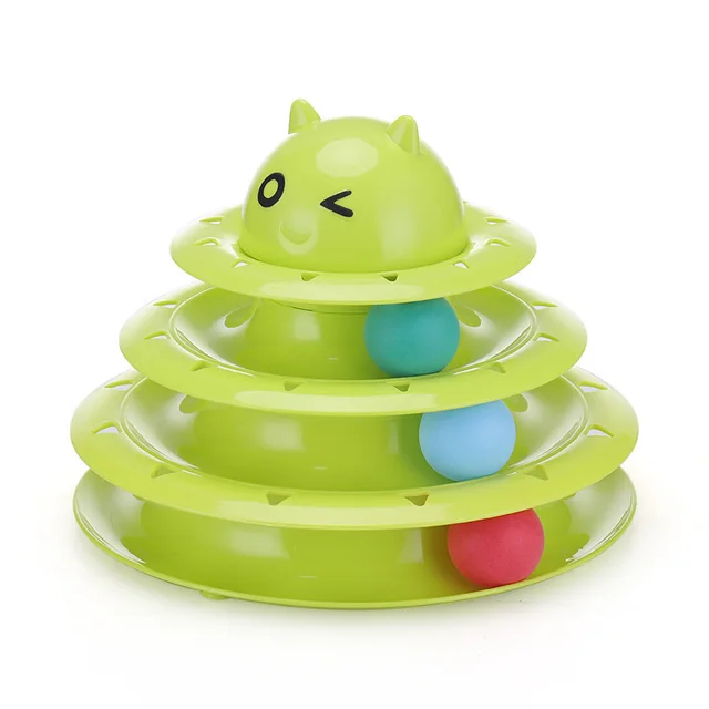 Color Cat Toy Cat Toy Three layer Round Green - Shop at LoveMi