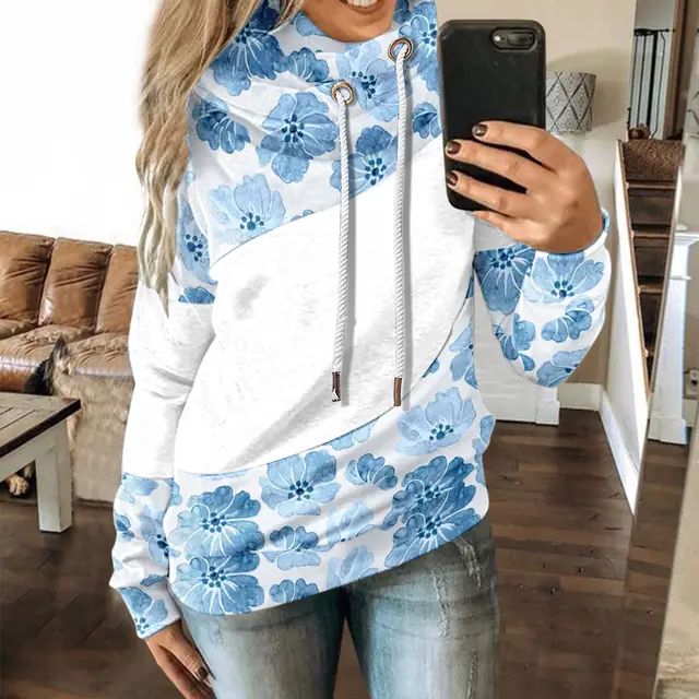 Autumn And Winter Casual Fashion Christmas Print Long sleeved Hooded Sweater White - Shop at LoveMi