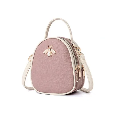 Shoulder Bag Women's New Bee Mini Three layer Zipper Backpack Beige - Shop at LoveMi