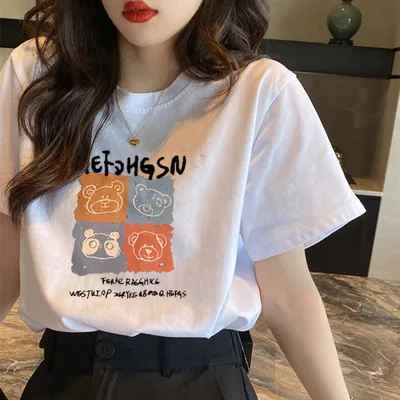 Pure Cotton Short sleeved T shirt Women's Summer New Loose 1 Style - Shop at LoveMi