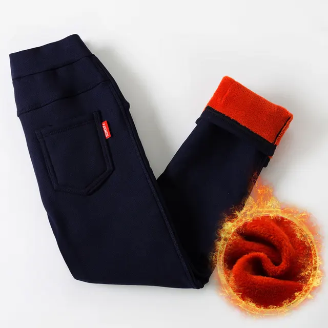 Children's Winter Clothing Thickened Warm Pants Feet Pants Navy Blue - Shop at LoveMi