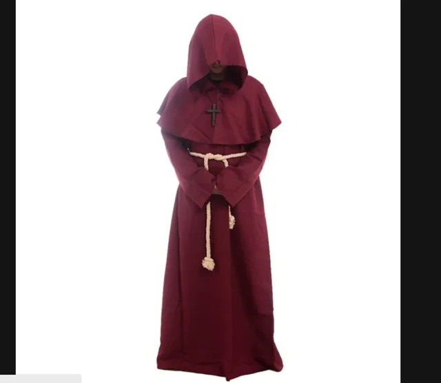 Medieval Monk Clothes Monk Robe Wizard Clothes Priest Clothes Claret Burgundy - Shop at LoveMi