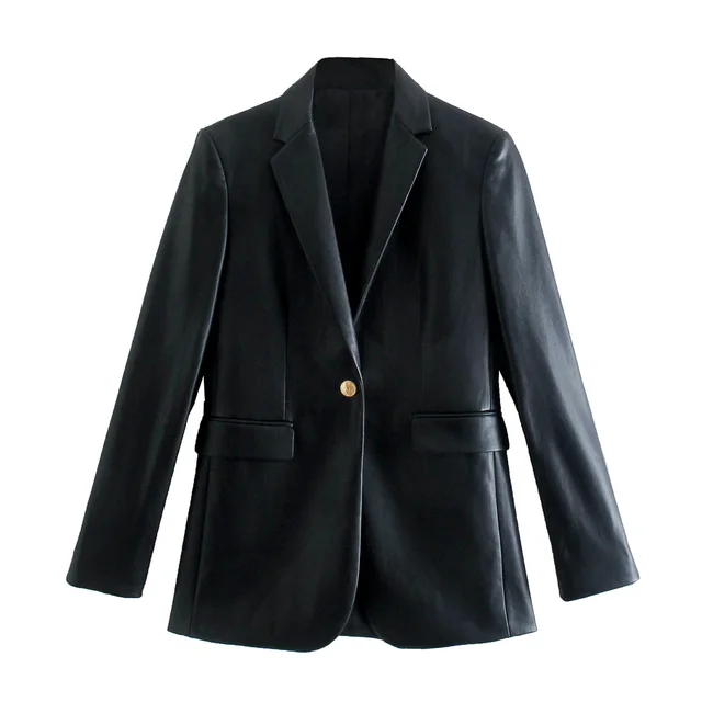 Temperament Pocket Decorated With A Button Coat Black - Shop at LoveMi