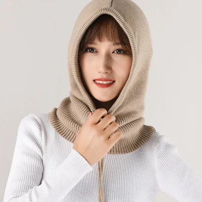 Ear Knit Wool Scarf Bib Women Pullover Camel - Shop at LoveMi
