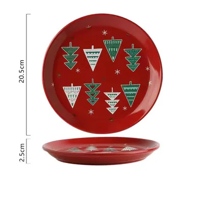 Christmas Ceramic And Dish Set For Household Soup Bowl And Rice Red Disc - Shop at LoveMi