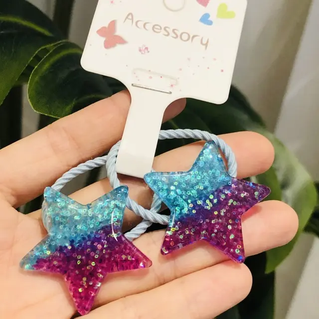 Dreamy Glitter Star Moon Girls Hair Tie 1Style - Shop at LoveMi