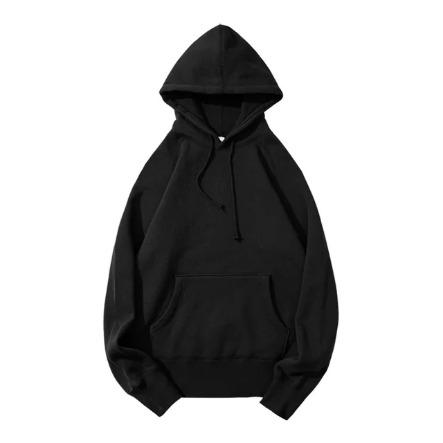 Heavy American Cotton And Fleece Hooded Sweatshirt Black - Shop at LoveMi