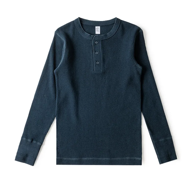Pure Color Loose Long sleeved T shirt Casual Simple Bottoming Shirt Denim Blue - Shop at LoveMi