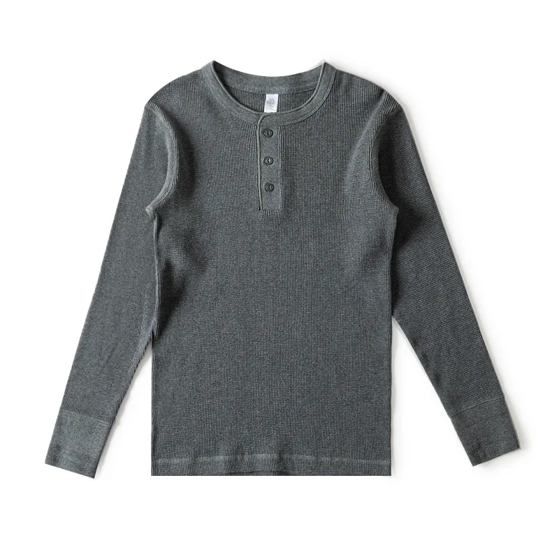 Pure Color Loose Long sleeved T shirt Casual Simple Bottoming Shirt Grey - Shop at LoveMi