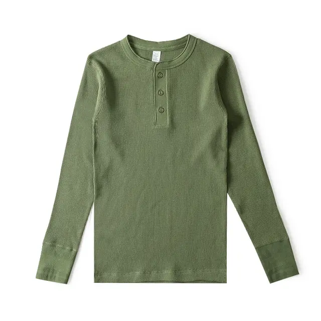 Pure Color Loose Long sleeved T shirt Casual Simple Bottoming Shirt Olive Green - Shop at LoveMi