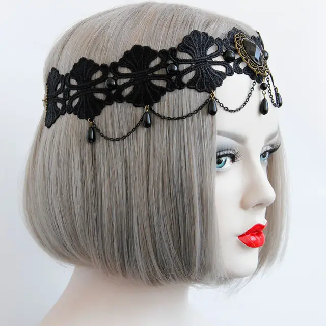 Personal Style Queen With Pearl Lace Headband Black - Shop at LoveMi