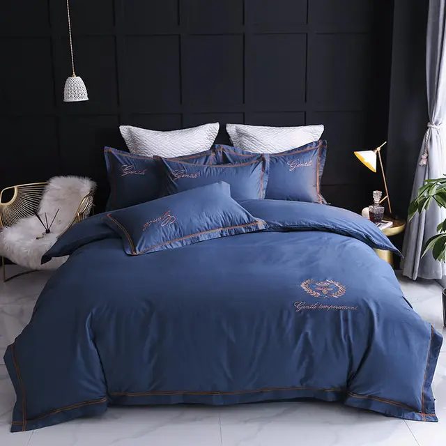 Four piece Household Simple Cotton Bed Duvet Cover Blue - Shop at LoveMi