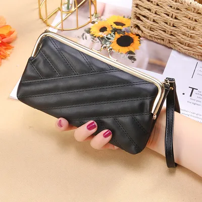 Mobile Phone Bag Lady Leather Pu Wallet Wallet Fashion Black - Shop at LoveMi
