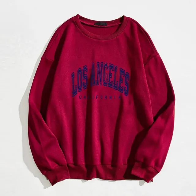 Mia Flock Lined Sweatshirt With Los Angeles Print Red Blue - Shop at LoveMi