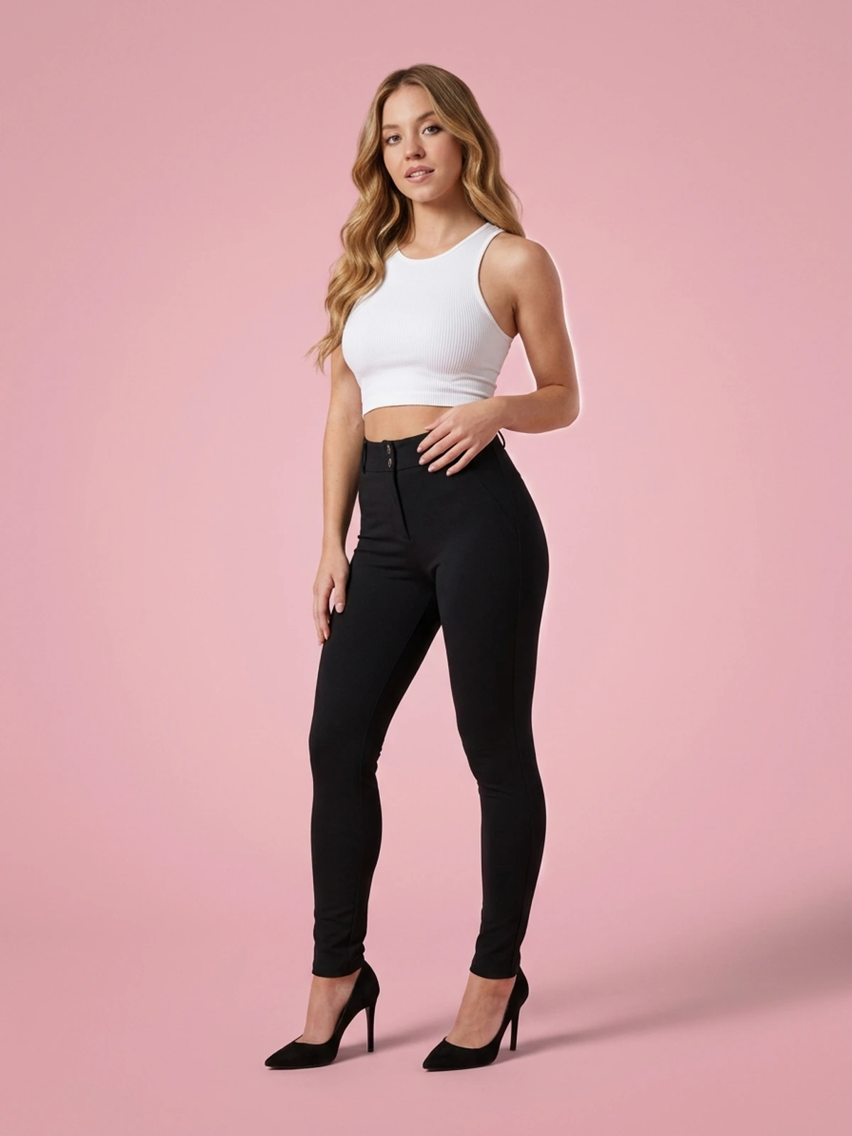 Black Mid Rise Tight Fitting Hip Dance Pants - Black
