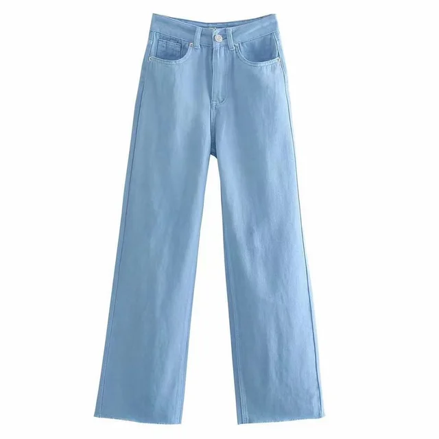 Women's High waist All match Straight leg Mopping Jeans Blue - Shop at LoveMi