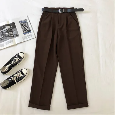Women's Casual Suit Harem High Waist Pants With Belt Red - Shop at LoveMi