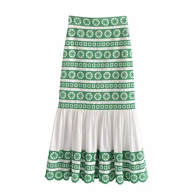 Embroidered High Waist Slimming Fashion Mid length Skirt Photo Color - Shop at LoveMi