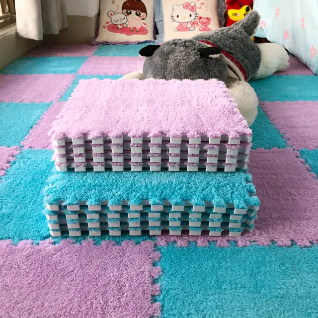 Large Area Room Cube Floor Mats Beside The Bed Bluelavender - Shop at LoveMi