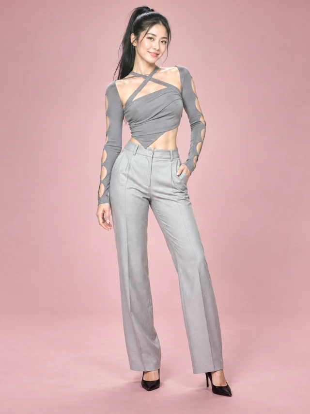 Halter Neck Strapless Halter Sleeves Camisole Top Grey - Shop at LoveMi
