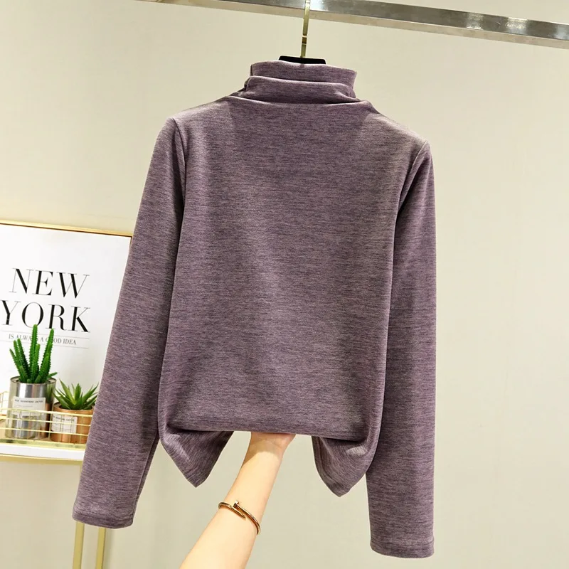 Women's Bottoming Shirt With Hyaluronic Acid High neck Slim Casual Purple - Shop at LoveMi