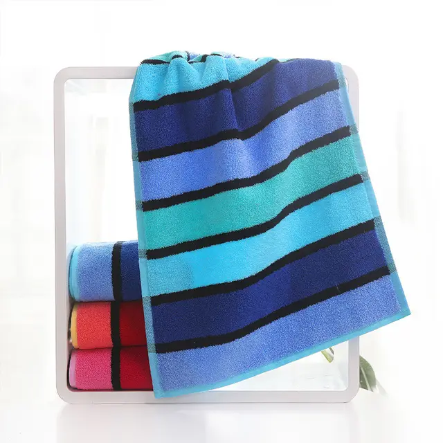 Thickened Color Striped Face Towel Absorbent Soft Cotton Couple Models Blue - Shop at LoveMi