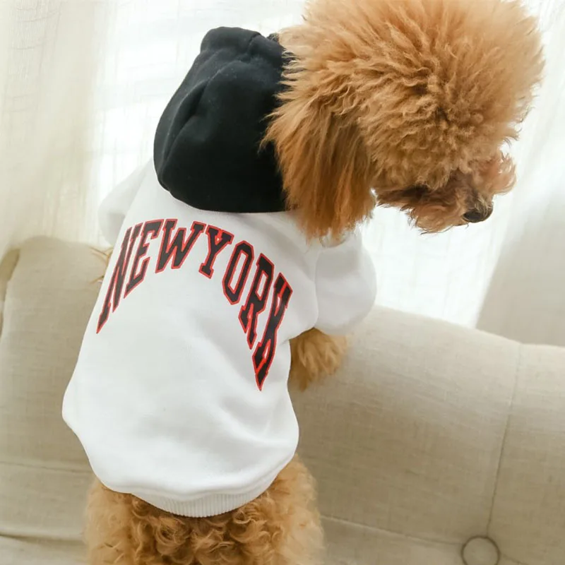 Pet Terry Cotton Casual Hooded Letter Sweatshirt White - Shop at LoveMi