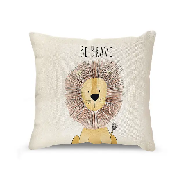 Cute Cartoon Little Lion Cute Version Pet Pillowcase Linen Nordic Sofa Car Pillow Digital Lion - Shop at LoveMi