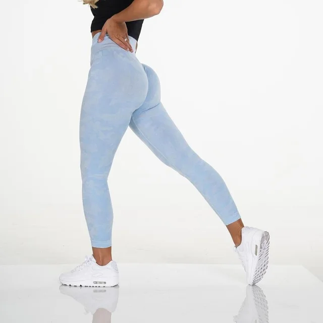 Women's Elastic Tight fitting Seamless Hip lifting Fitness Pants Light Blue - Shop at LoveMi