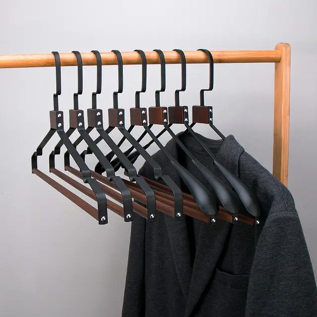 Light Luxury Metal Wide Shoulder Black Iron Wood Hanger - Shop at LoveMi